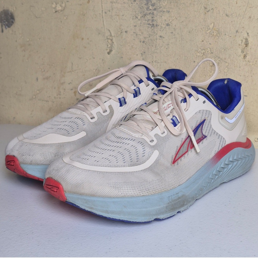 Altra Paradigm 7 Running Shoes Mens 9.5 White Blue Athletic Trail Sneakers